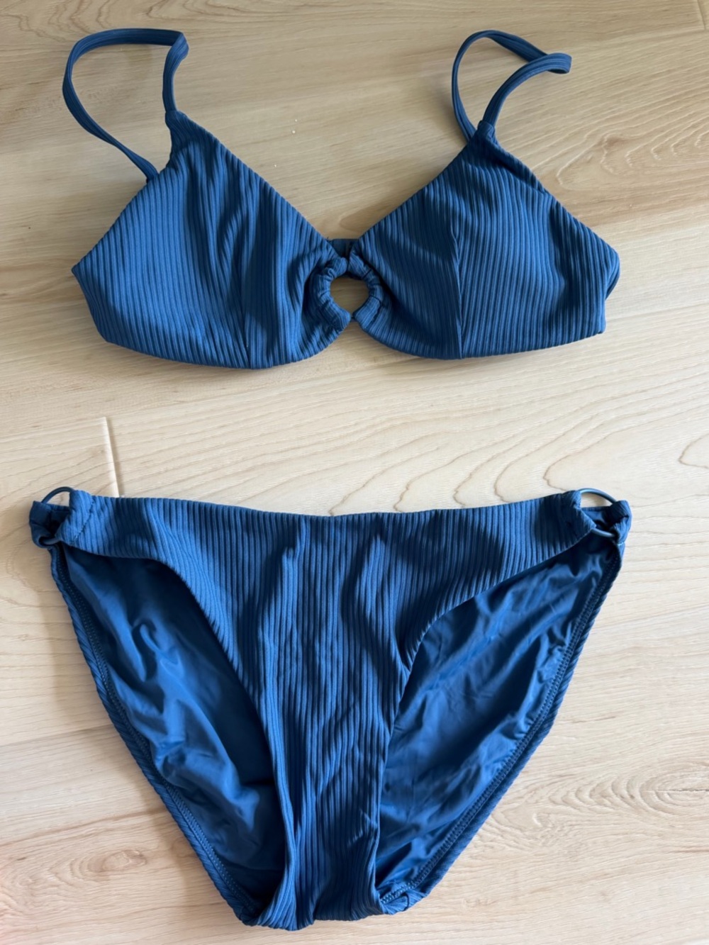 Andie Ribbed Bikini, blue, size XS
